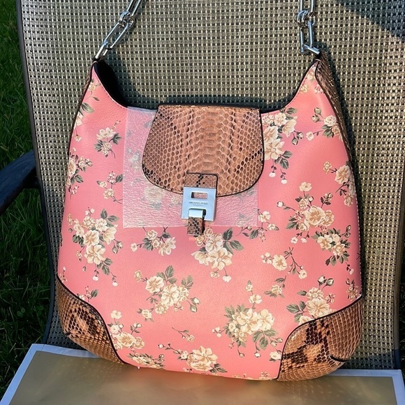 MICHAEL KORS COLLECTION 🌸Bancroft Oversized Calf Leather Python Shoulder Bag - Picture 4 of 14